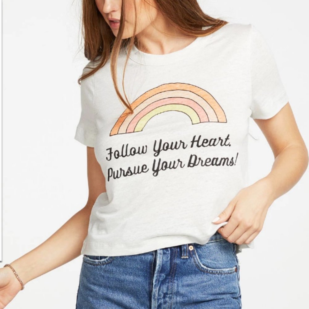 Chaser Rainbow FOLLOW YOUR HEART Tee T-Shirt Sz M